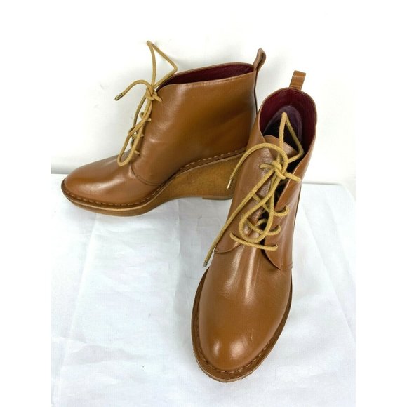 MARC BY MARC JACOBS Brown Tan Luxury Leather Wedge Women Boots Sz 40 (9.5 USA) - Picture 3 of 11